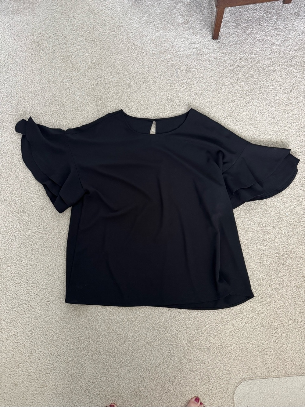 Black Ruffle Sleeve Women's Top